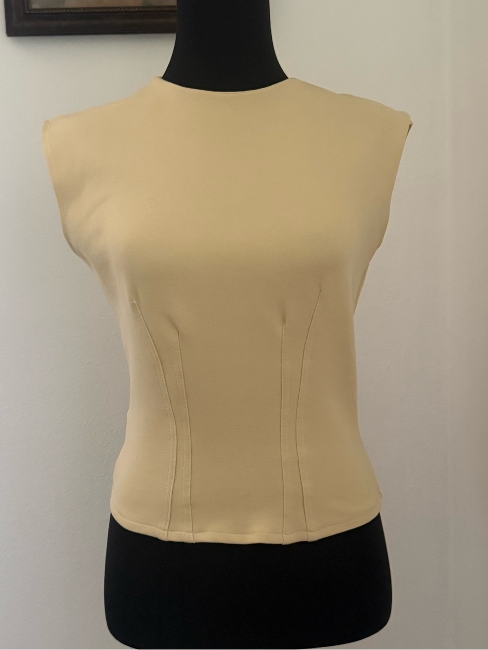 Sleeveless Crewneck Women’s Top in Beige